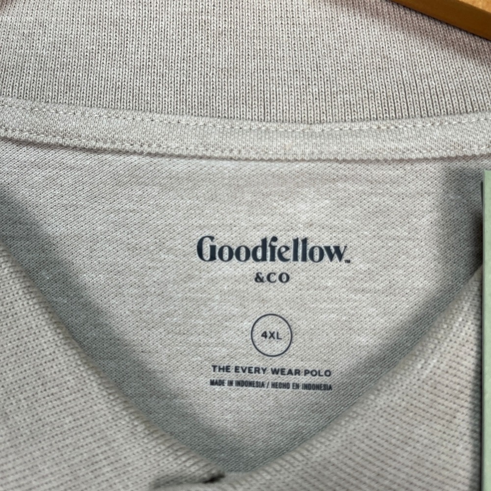 Goodfellow Polo Shirt Mens 4XL Khaki Short Sleeve Performance Golf Stretch NEW - Picture 4 of 9